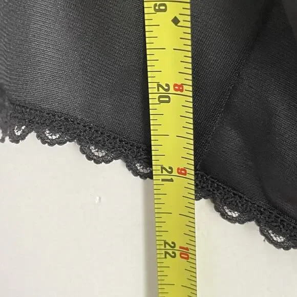 Y2K Sheer Black Nylon Tank Top Lingerie Lace Trim Bow Fairy Grunge Coquette M - Picture 5 of 6